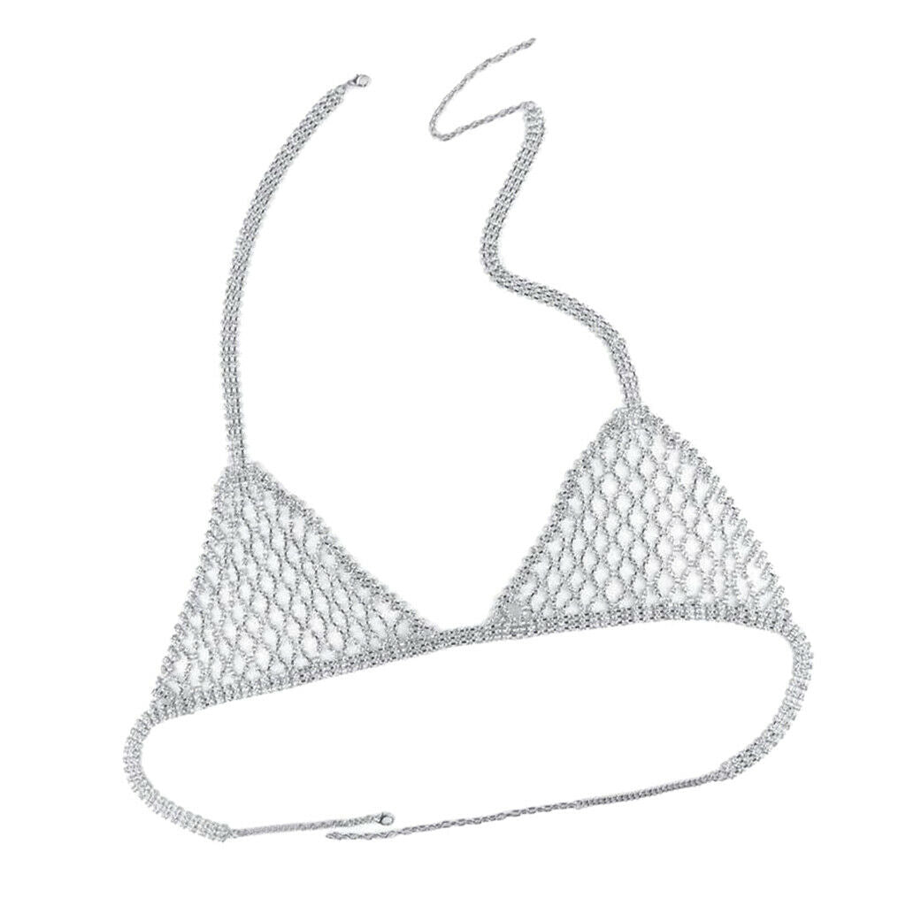 2pcs Beach Body Chain Bra Chain Bikini Harness Rhinestone for Club Party
