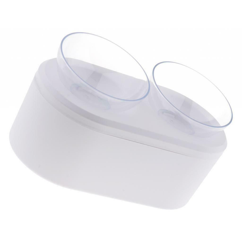 Elevated Raised Pet Cat Double Bowl Food Water Stand Food Can Snack Storage