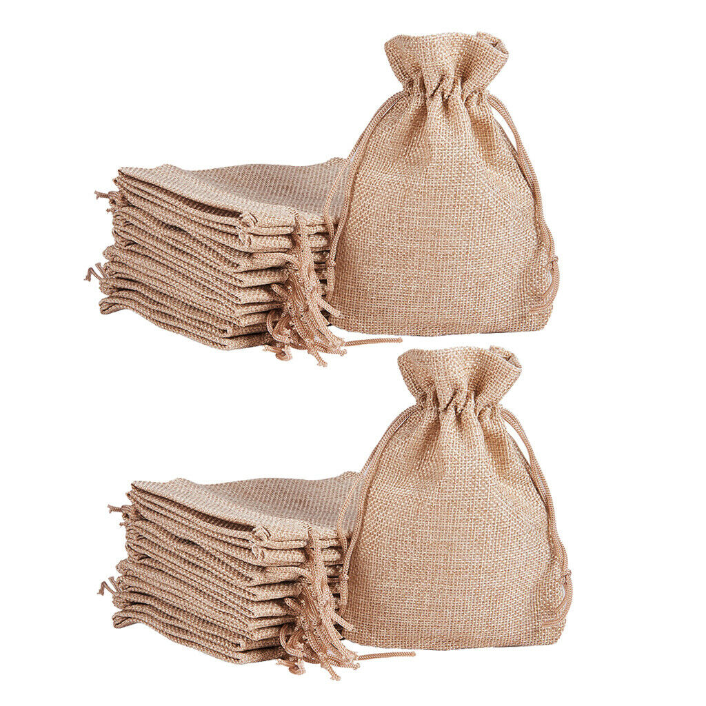 20Pcs Small Jewelry Pouches Burlap Gift Bags Wedding Favors Drawstring Linen
