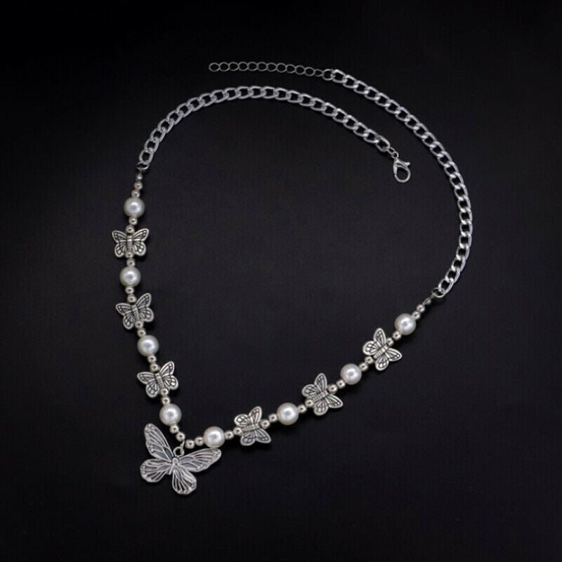 1pcs Gothic Butterfly Pendant Beaded Necklace street style female jewe WLC Kt