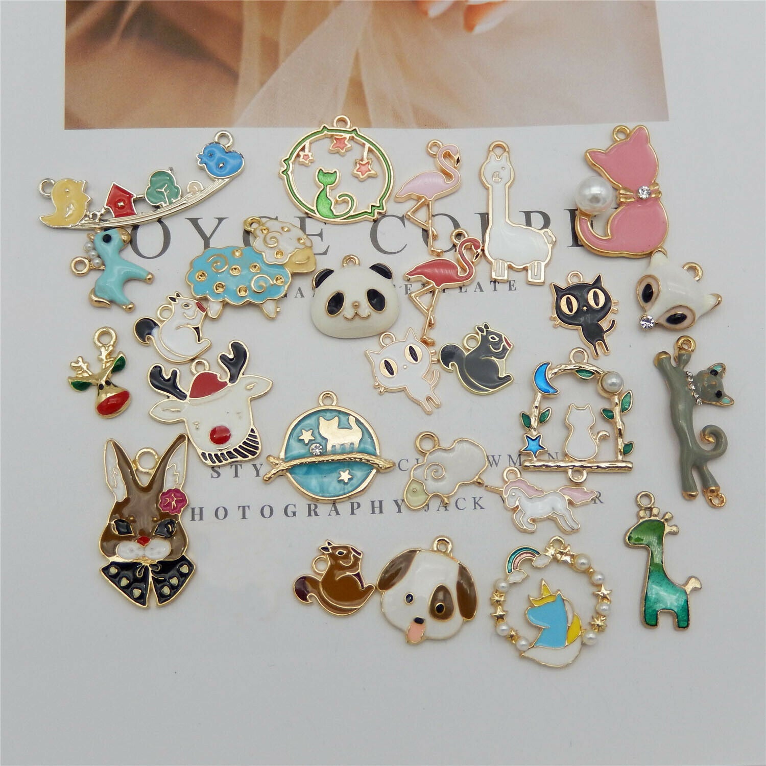 20pcs Assorted Mixed Enamel Alloy Animal Series Pendant Charms DIY Accessories