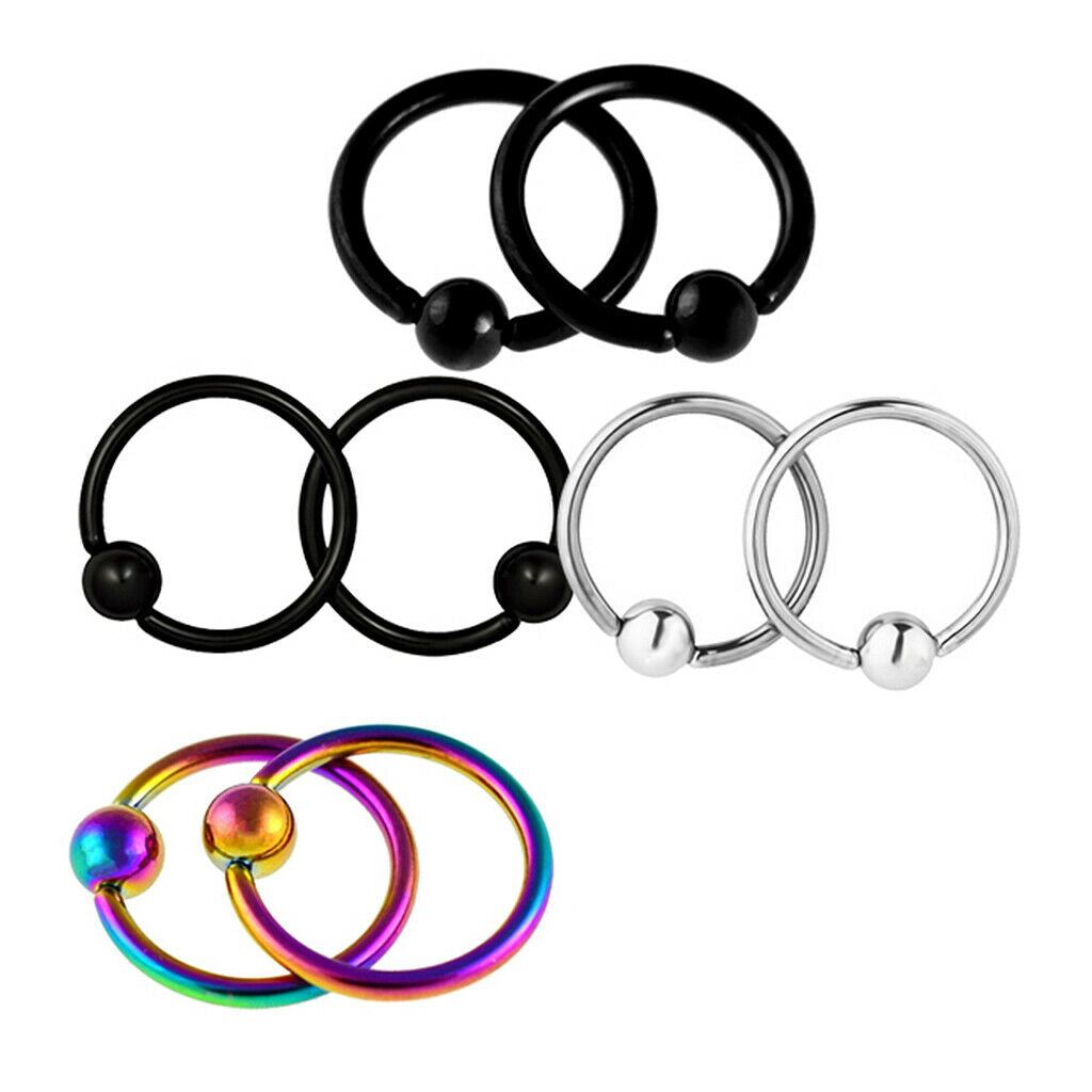4 Pairs Captive Bead Closure 16g Nose Ear Helix Tragus Lip Ring Jewelry