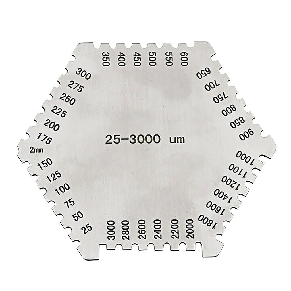 Wet Film Layer Thickness Gauge Made Of Stainless Steel, Hexagonal, 25-3000um