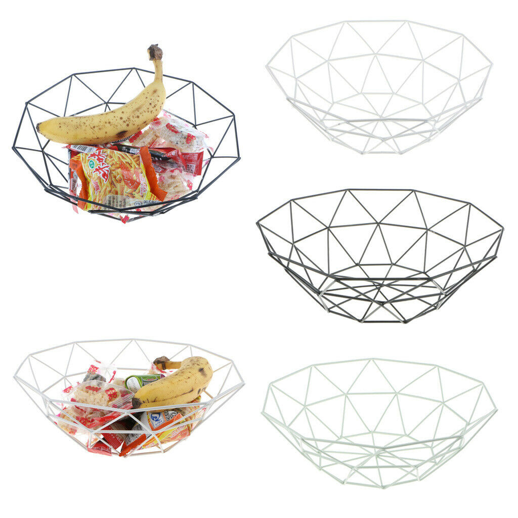 Fruit Basket Stand Sturdy Iron Storage Bowl Rack Display Organizer Decor