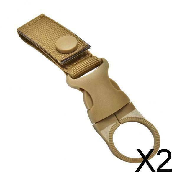 2X Nylon Molle Hanging Strap Webbing Buckle Clip Bottle Hook Belt  Tan