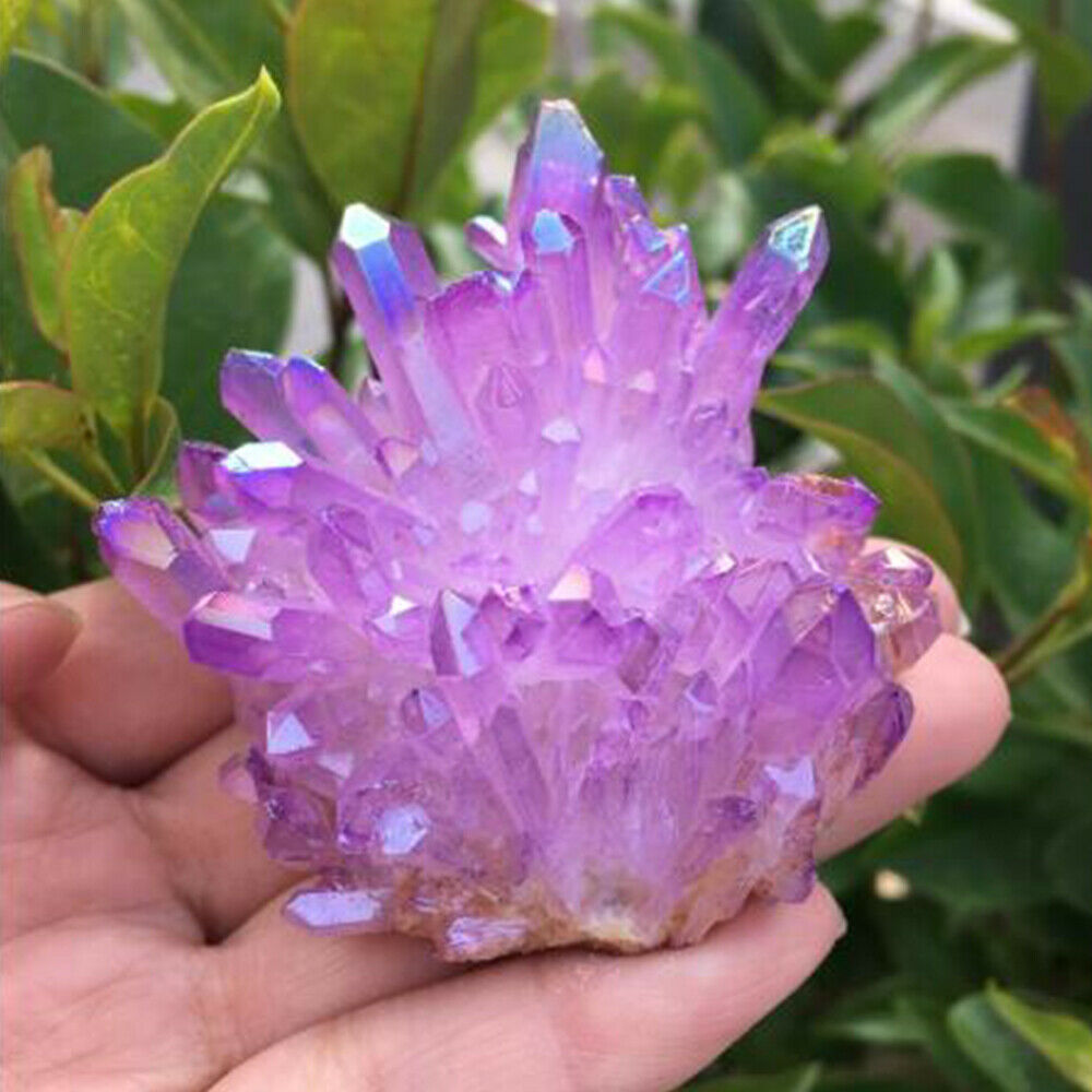 50~80g Natural Aura Angel Crystal Cluster Quartz Titanium Healing Specimen Decor