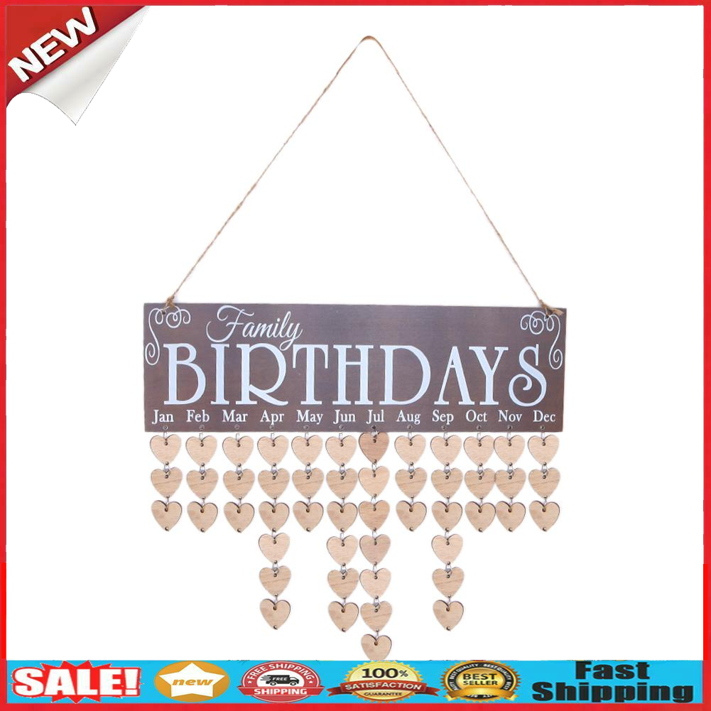 Wooden Calendar Board Family Special Dates Sign Birthday Mark Hanging Decor @