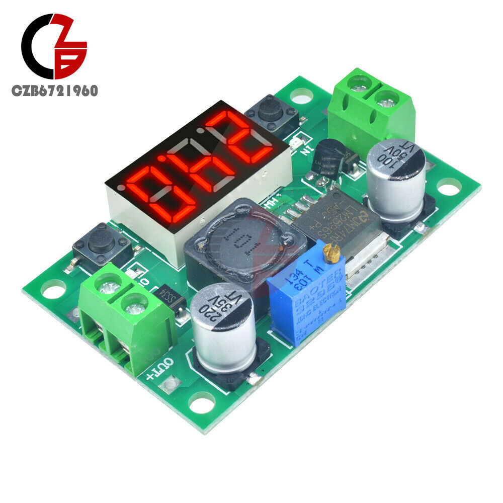 2Pcs DC Buck Step Down Converter Module LM2596 Voltage Regulator + Led Voltmeter