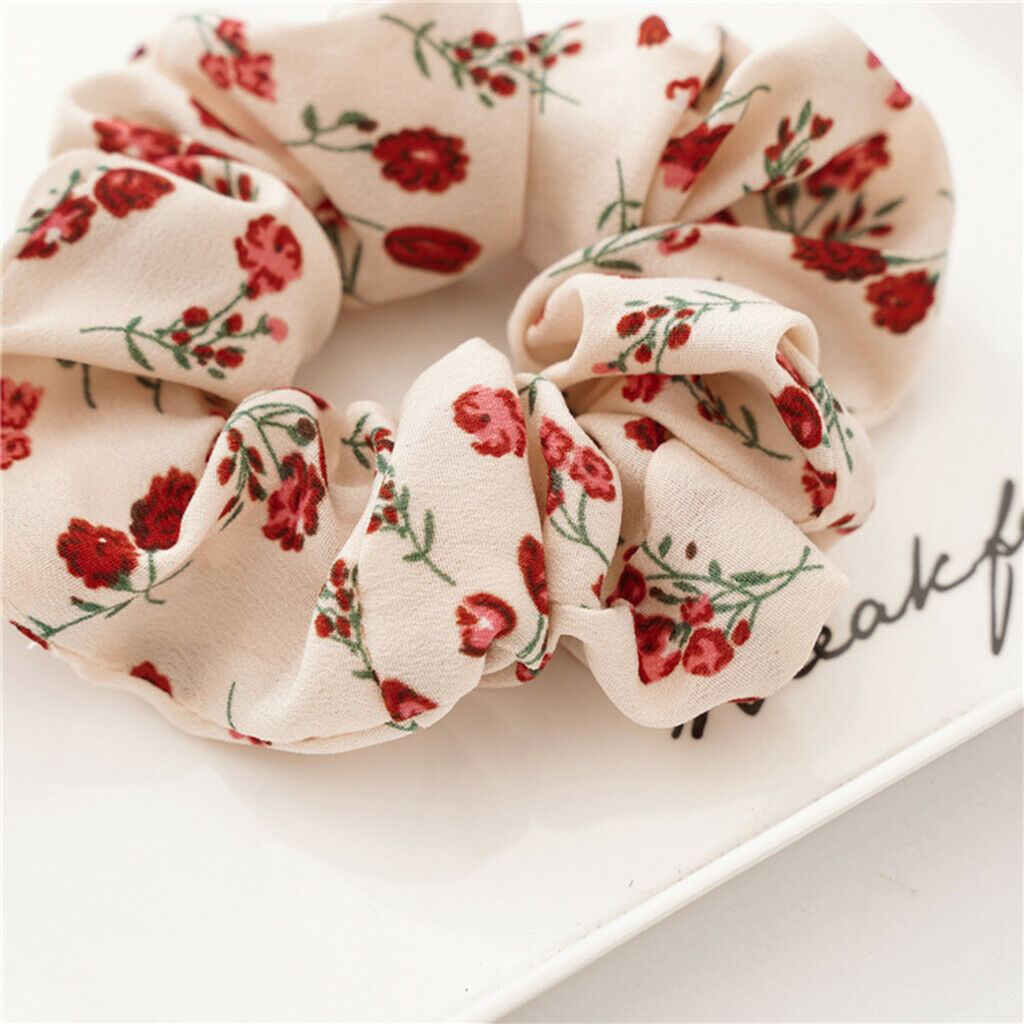 5Pcs Womens Flower Hair Scrunchies Assorted Stretchy Hair Rope Ties Updo