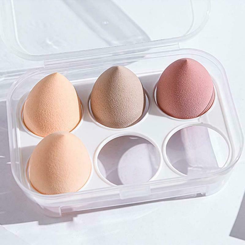 Transparent 6 Grids Travel Beauty Powder Puff Storage Box Makeup Egg Drying Case