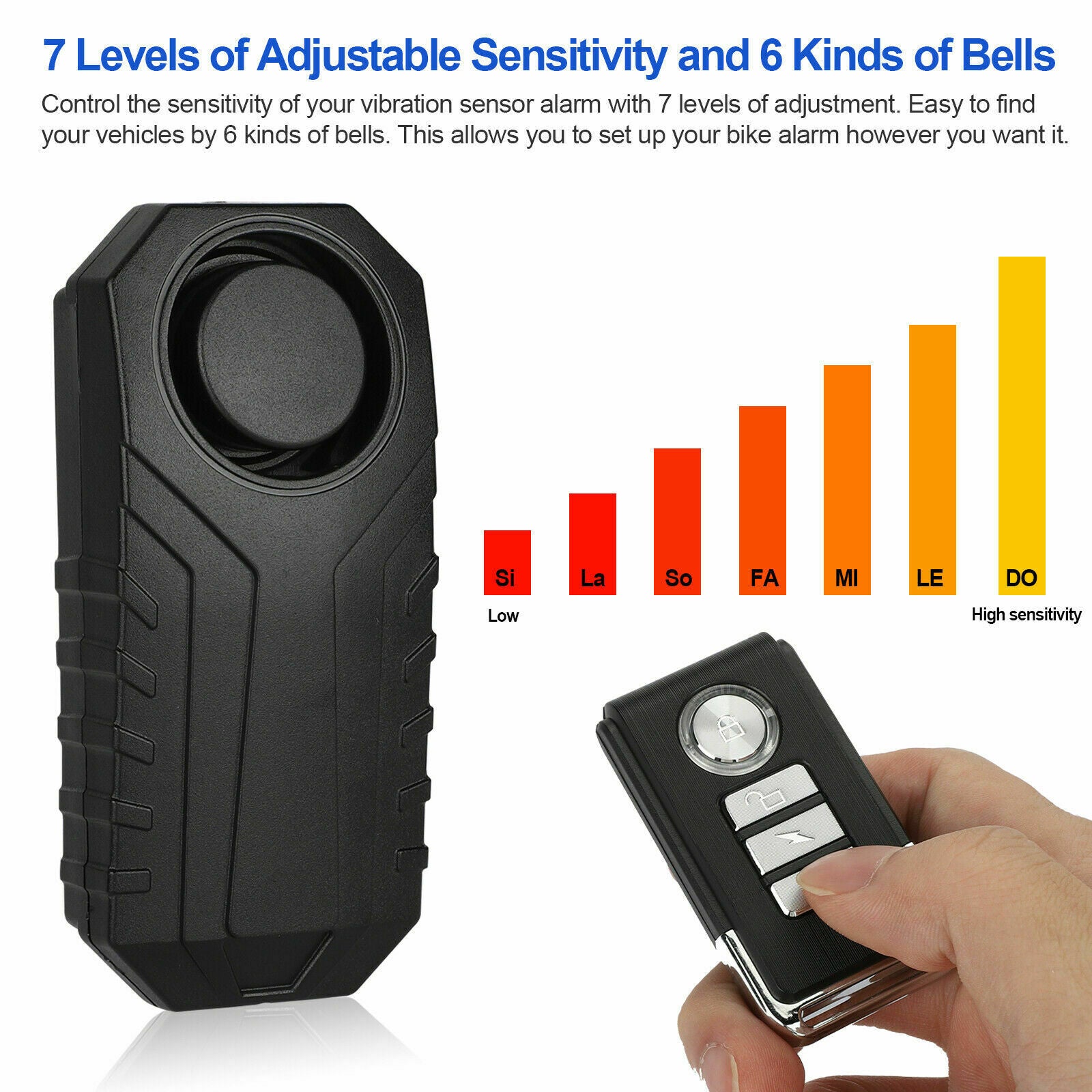 Loud 113dB Wireless Anti-Theft Vibration Motorcycle Bike Security Alarm Remote