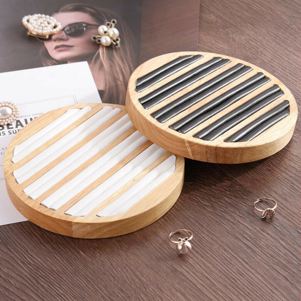 2 Pieces PU Leather Jewelry Ring Display Tray Holder Organizer White Black