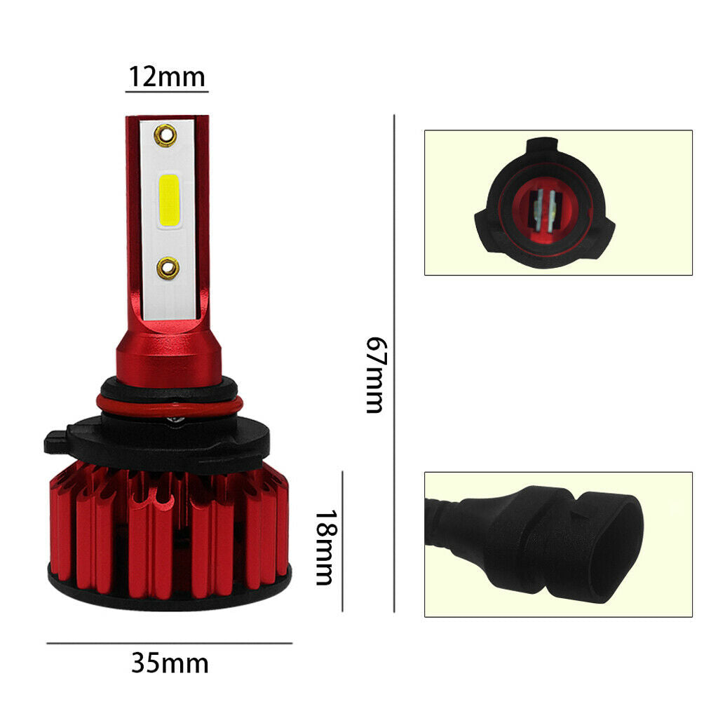2PCS RED HB4/9006 Aluminum MINI LED Headlight Kit 25W 3000LM IP68 9V-36V