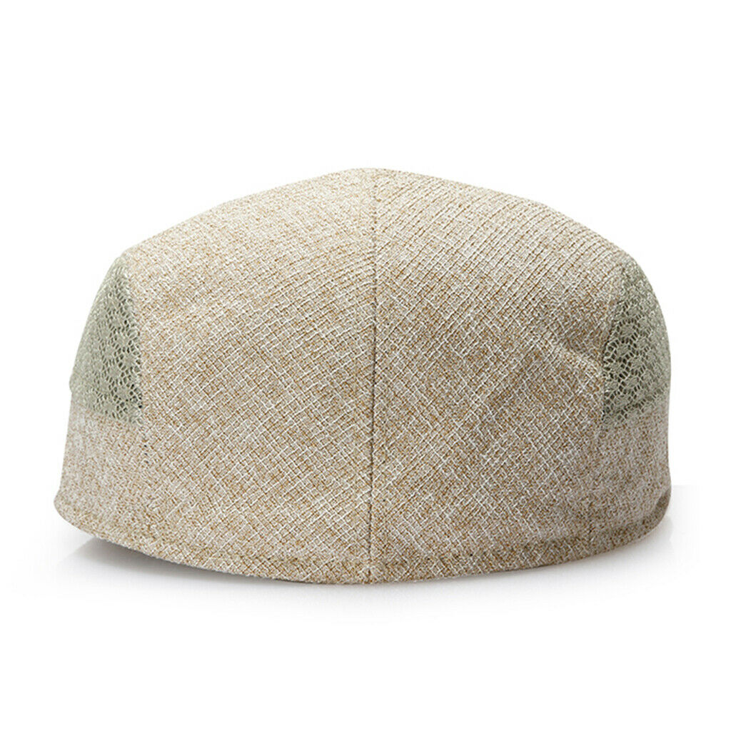 Men Cotton Linen Duckbill Hat Ivy Newsboy Flat Driving Hunting   Khaki