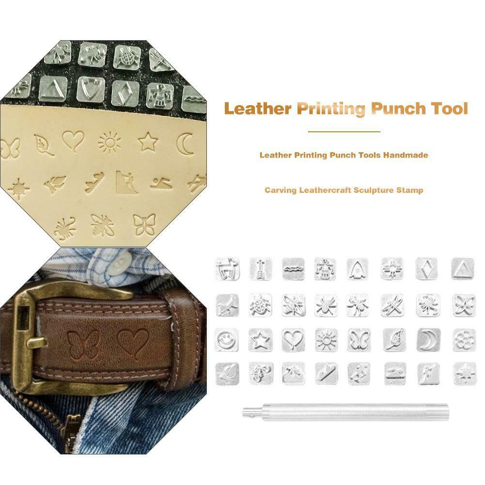 Leather Printing Punch Tools Handmade Carving Leathercraft Sculpture Stamp @
