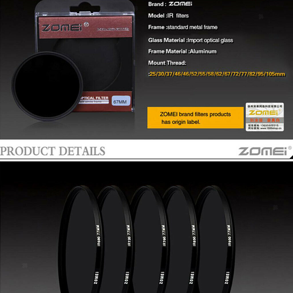 37mm Infrared IR Filter 720nm Pass   for Camera Lens Special Effects