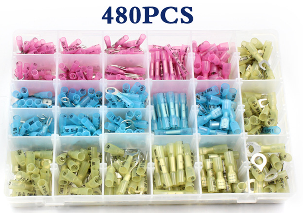 480PCS HEAT SHRINK WIRE CONNECTOR ASSORTMENT AUTOMOTIVE MARINE KIT NEW 480PCS S