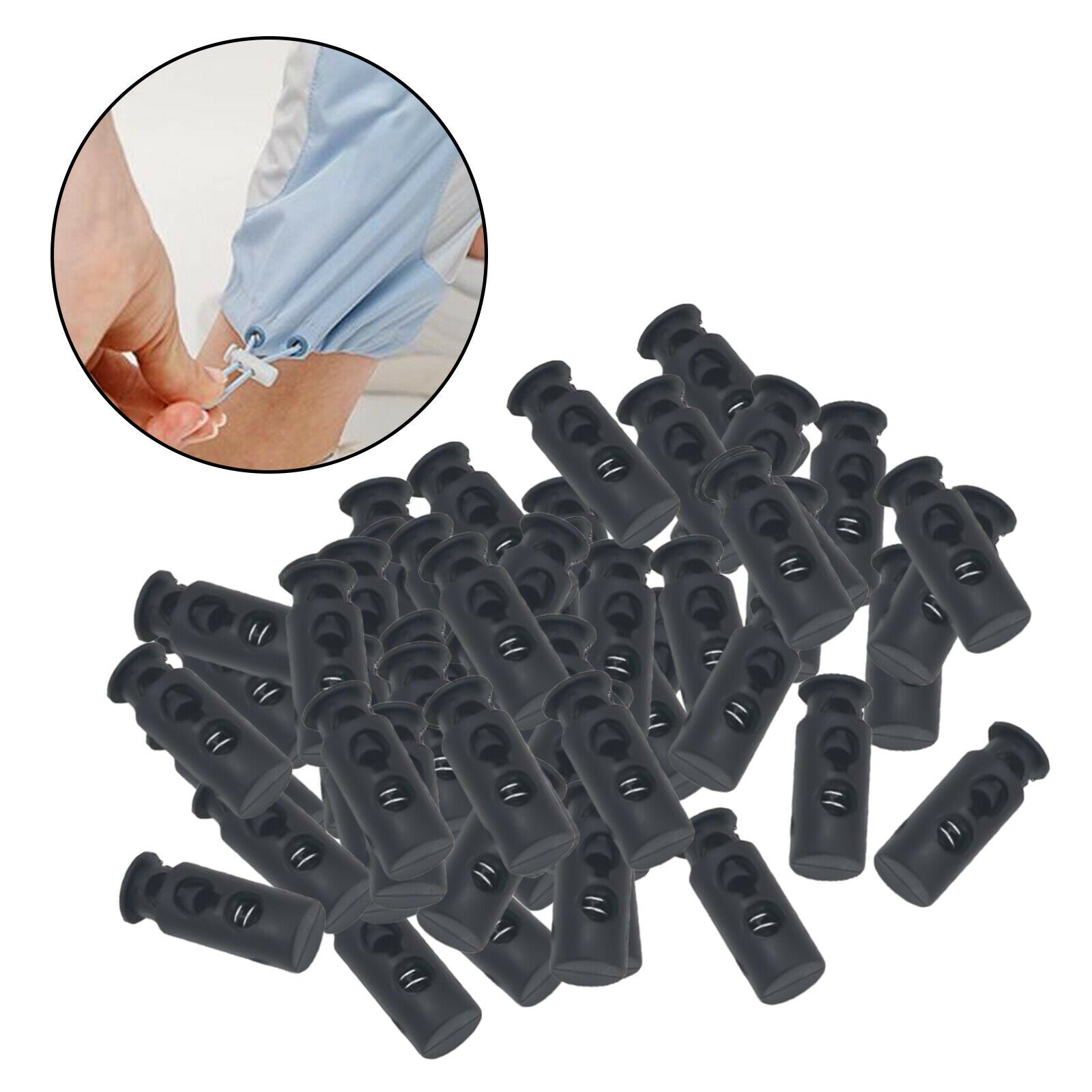 100x Plastic Cord Lock End Toggle Spring Drawstring Stopper Sliding Clip 2