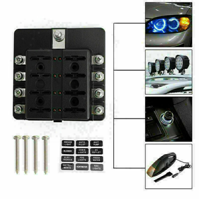 8 Way Blade Fuse Box Holder Block LED Indicator Universal 100Amp Waterproof CN