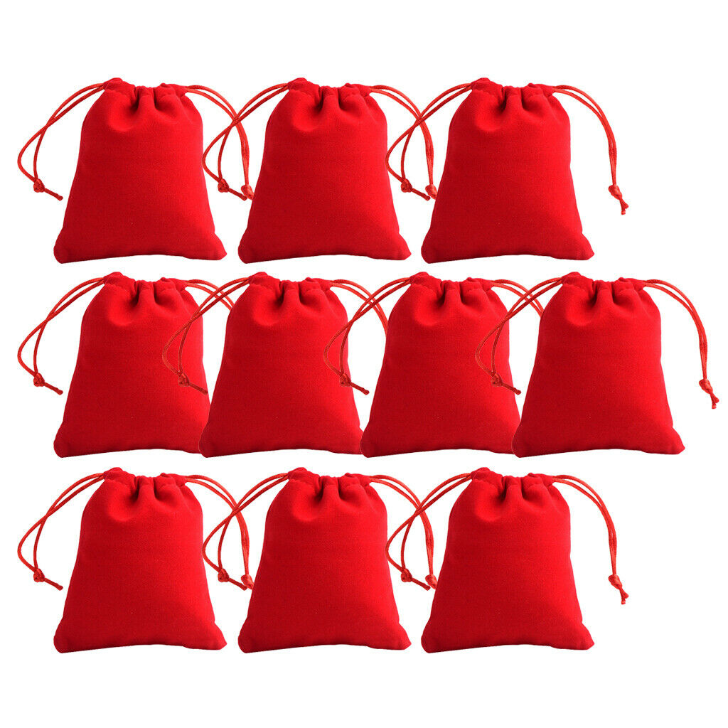 10pcs Velvet Bags Jewelry Wedding Party Favor Gift Drawstring Pouches Red