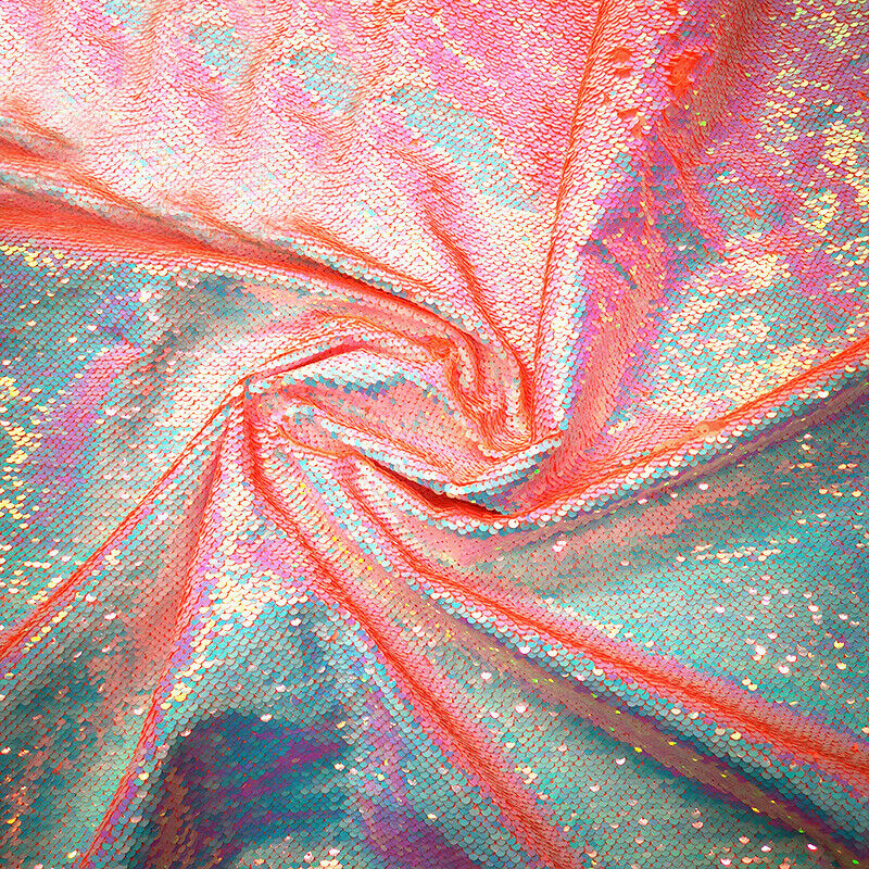 Reversible Sequins Fabric Glitter Patchwork Bag Dress Sewing Craft Decor DIY