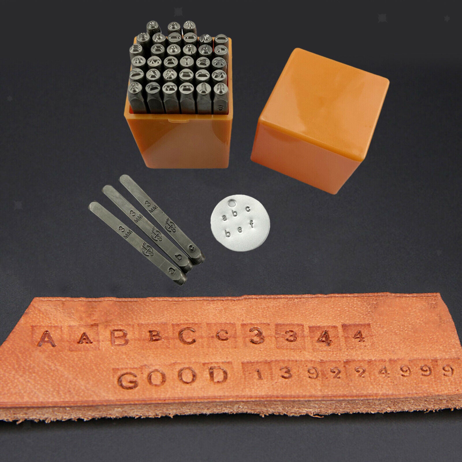 36x 3mm Numbers Letter Alphabet Metal Stamp Leather Craft Tools for Leather Wood