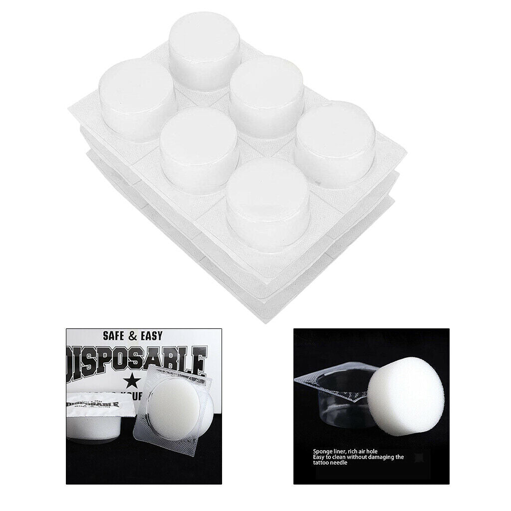 Portable Tattoo Dip Cup Caps Dip Foam for Needle Clean Clean Ink Supplies White