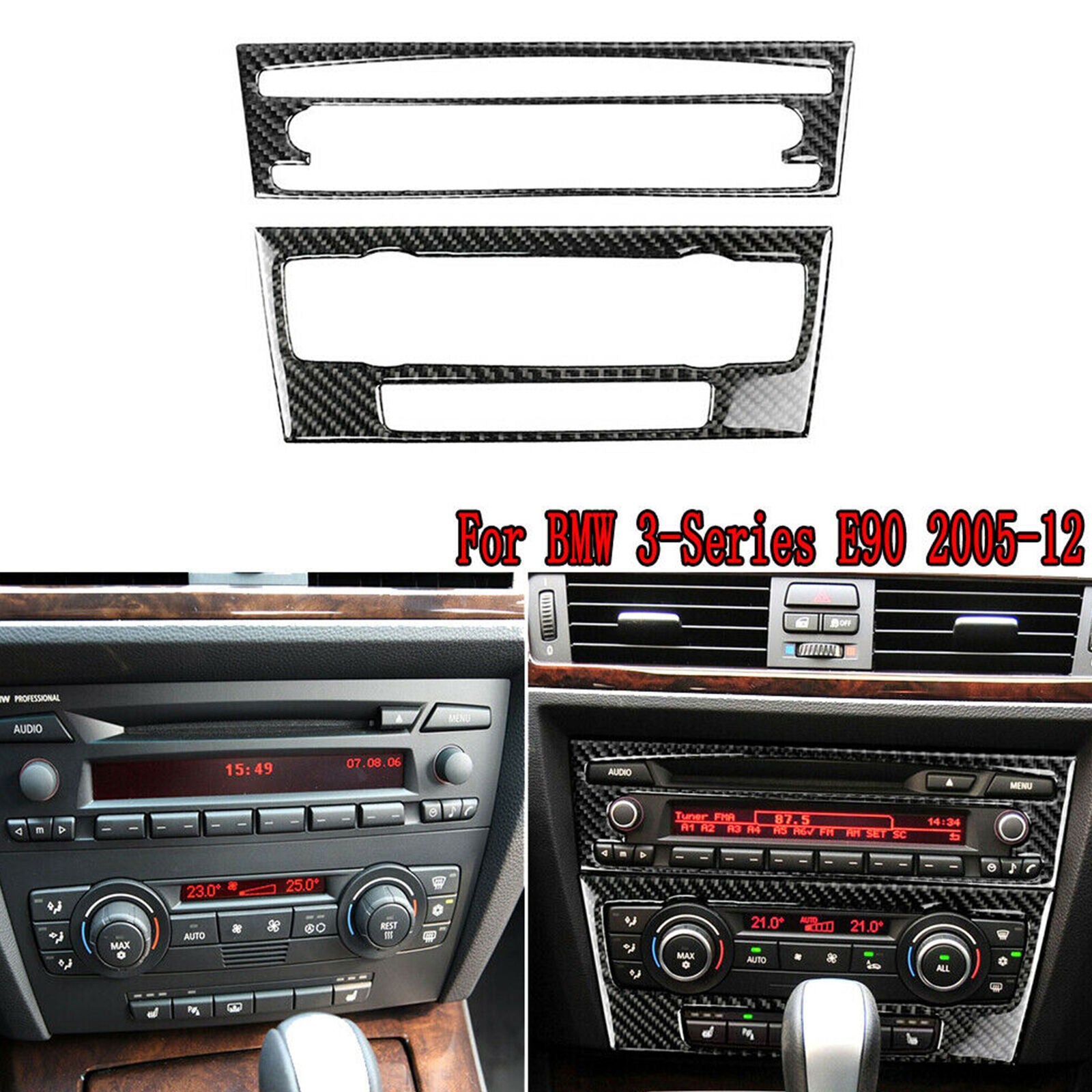 For BMW 3-Series E90/92/93 2005-12 Carbon Fibre AC Control Panel CD Cover Trim
