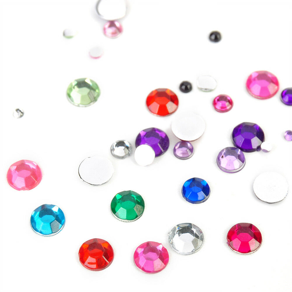 2000x Crystal Flat Back Rhinestones Assorted Size Nail Art Craft Decoration