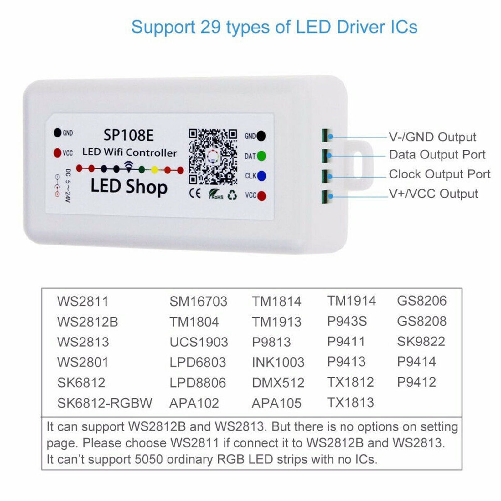 SP105E Bluetooth for iOS /Android APP Magic Controller WS2811 WS2812B LED Strips