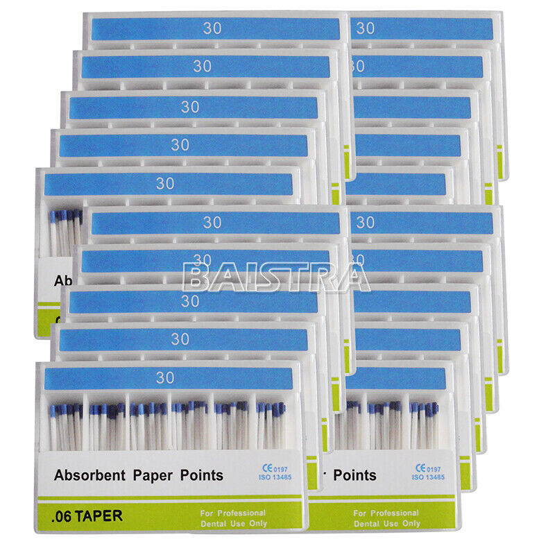 10XDental Root Canal Endodontics Absorbent Paper Points Taper 0.06 30# 100pc/Kit