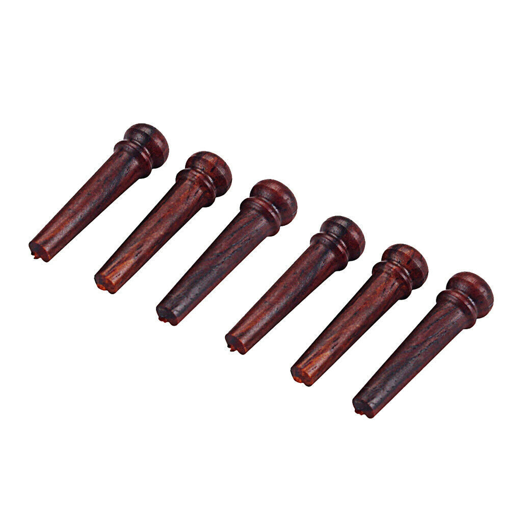 6 Pcs of Set Acoustic Folk Guitar Pins Rosewood Bridge Pins 30.5x8x3.5mm