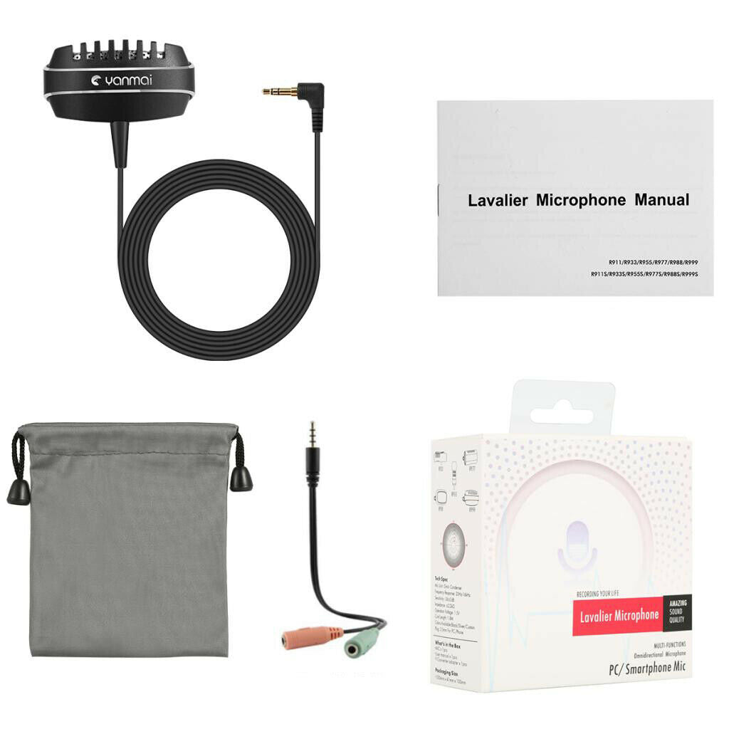 Lavalier Lapel Microphone Omnidirectional Dual Condenser Vedio Recording Mic