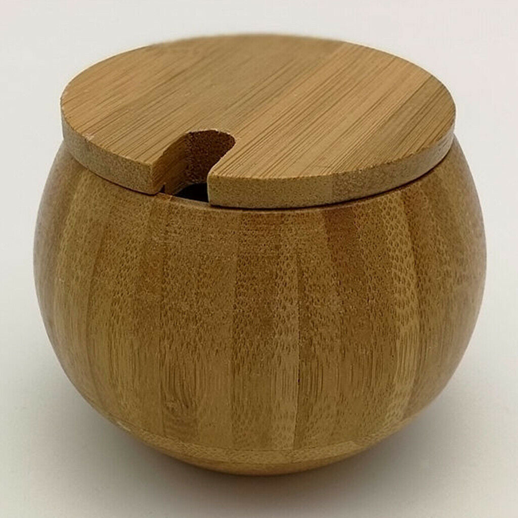 Bamboo Wooden Spice Jar Sugar Bowl Tea Seasoning Container Kitchen Gadget