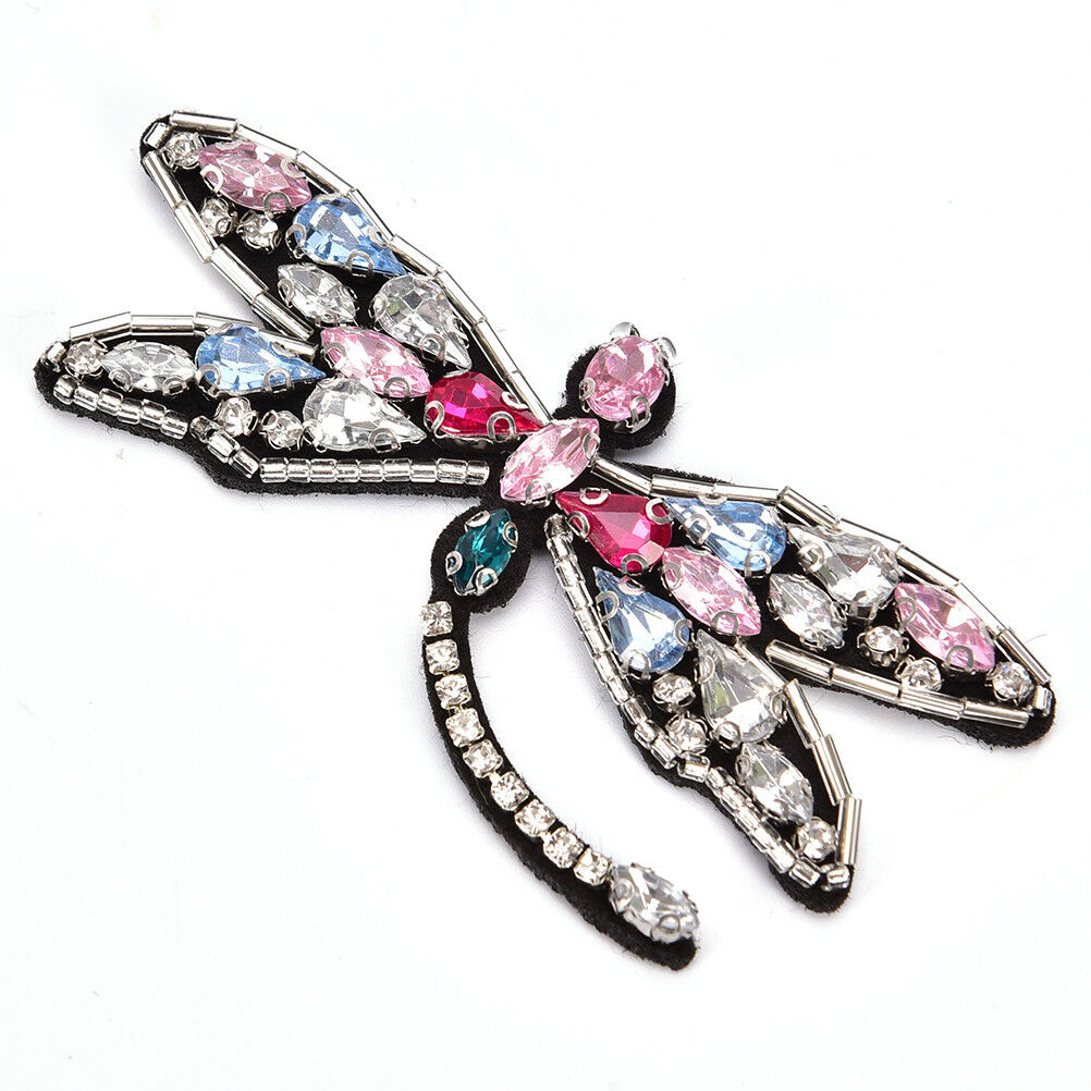 Sequined dragonfly Patch for Clothes Sewing on Rhinestone Beaded Applique.l8