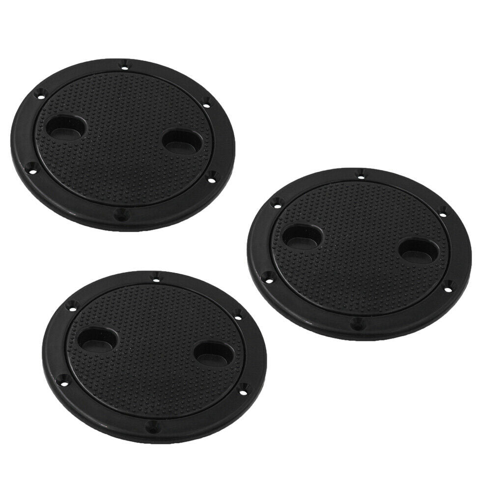 3 Pieces Marine Boat RV Black 4 inch Hatch Cover Twist Screw Out Deck Plate