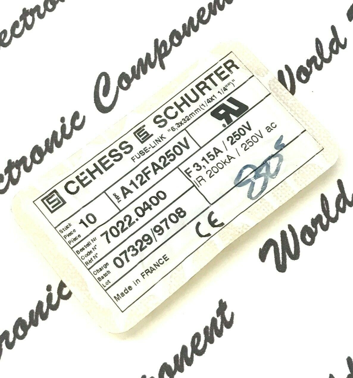 1pcs - SCHURTER (F) 3.15A (3,15A) 250V 6.3x32mm Ceramic Fuse  - 7022.0400