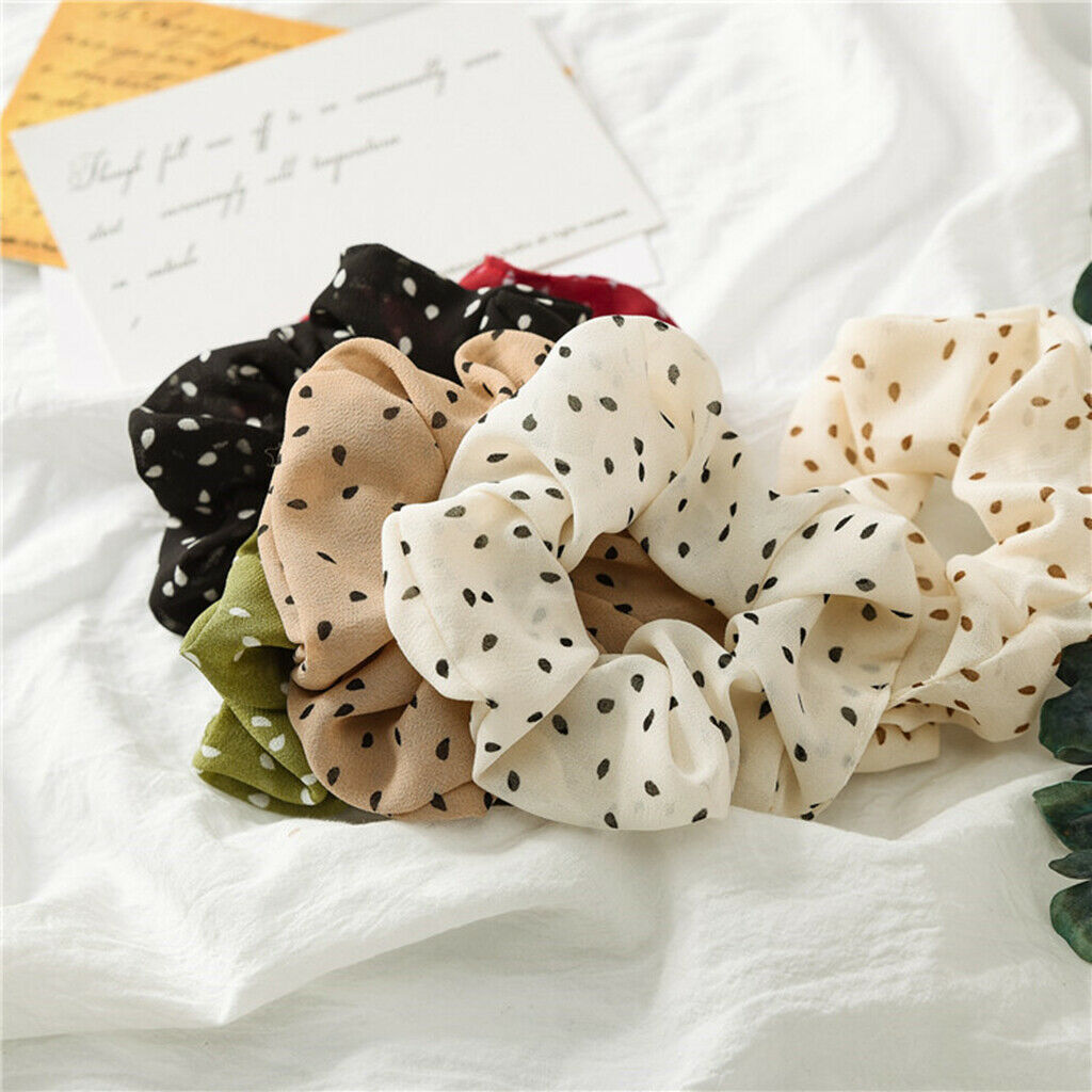 7pack Girls Dot Scrunchies Colorful Stretchy Hair Rope Ties Hair Accessories