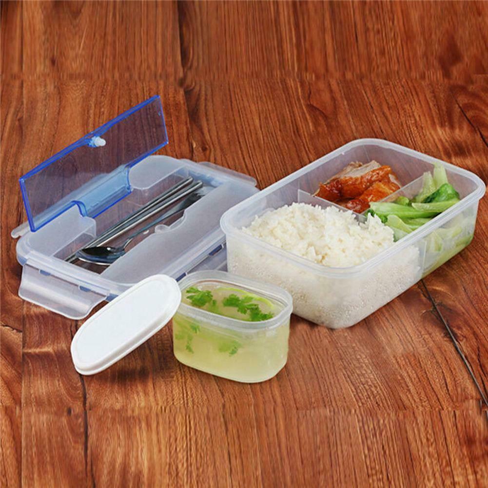 Outdoor Portable Microwave Lunch Box with Soup Bowl Chopsticks Spoon Food @