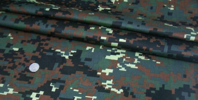 1.5M Width Green Digital Camouflage Fabric Cotton Wear Resistant Camo Cloth