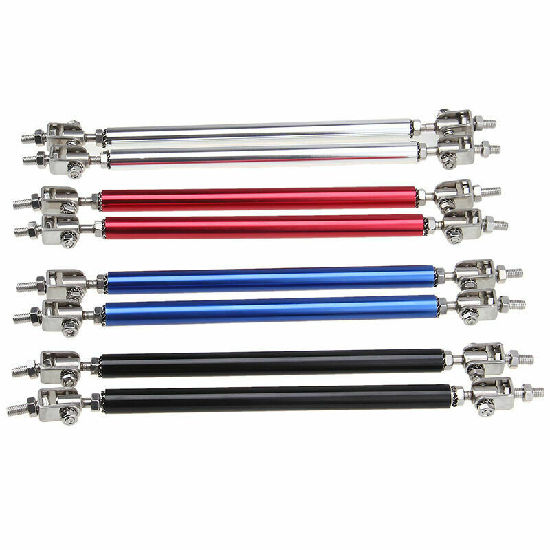2x Adjustable Bumper Lip Bar Splitter Strut Rod Tie Support Fit Dodge 20CM Black
