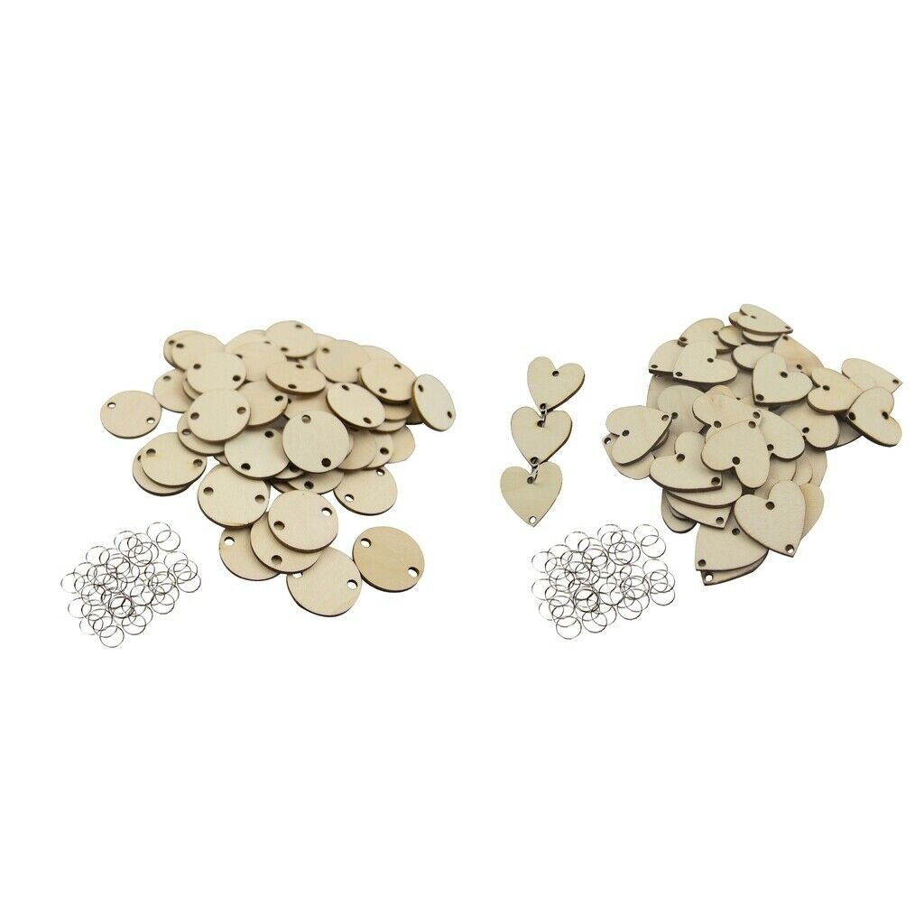 100pcs Heart/Circular Shape Tree Slices Wood Slices Ornament Labels Label With