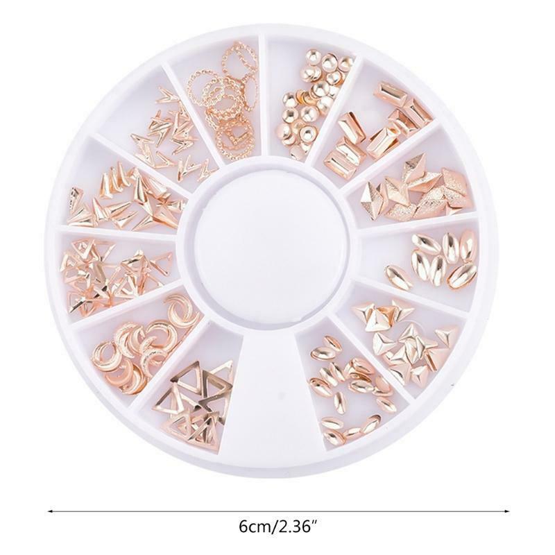 1box Nail Art Decals Multi-Shape Metal Nails Stickers DIY Decoration Accessories
