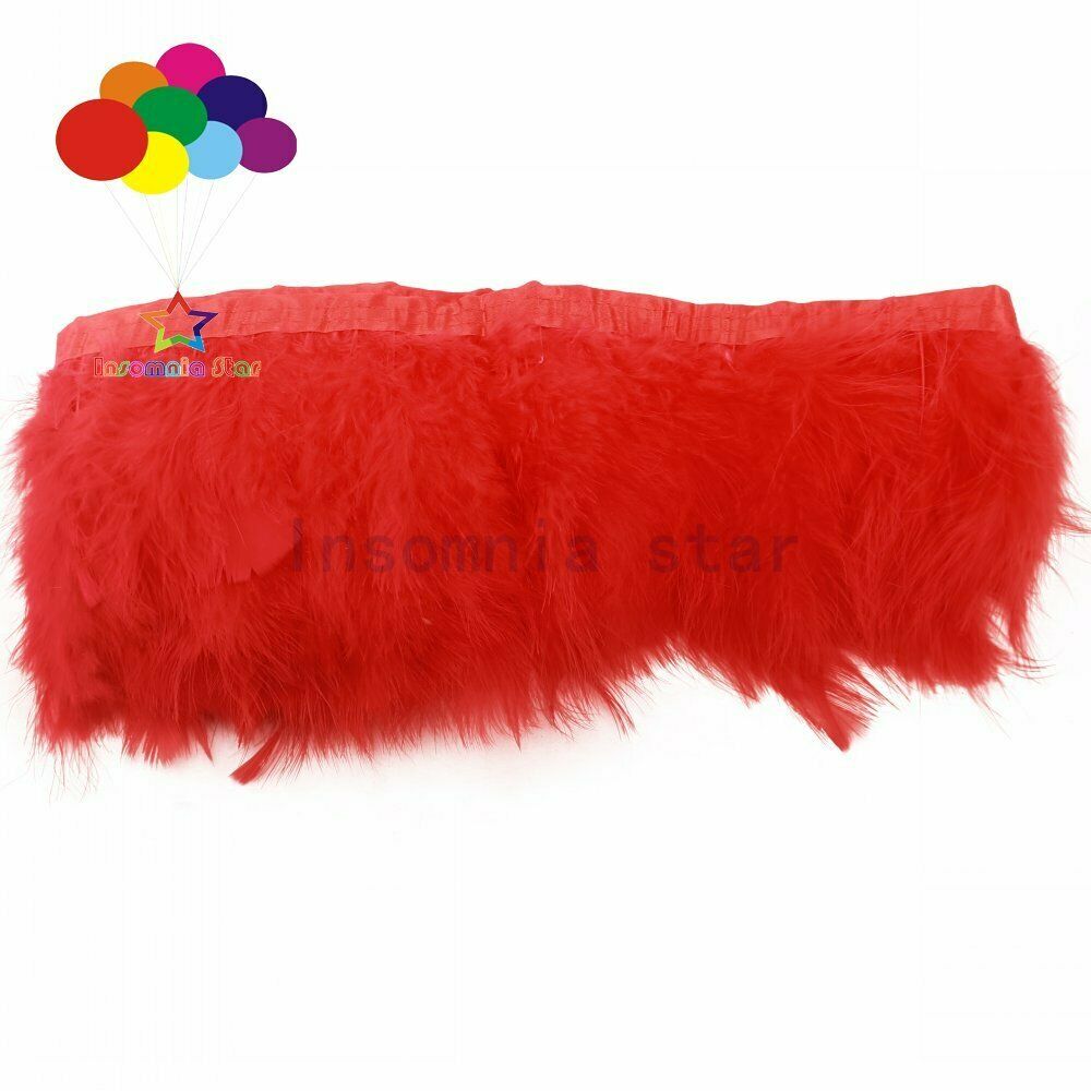 2 Meter Red marabou turkey fluff feather trim fringe 15-17cm wide Ribbon 6-7inch