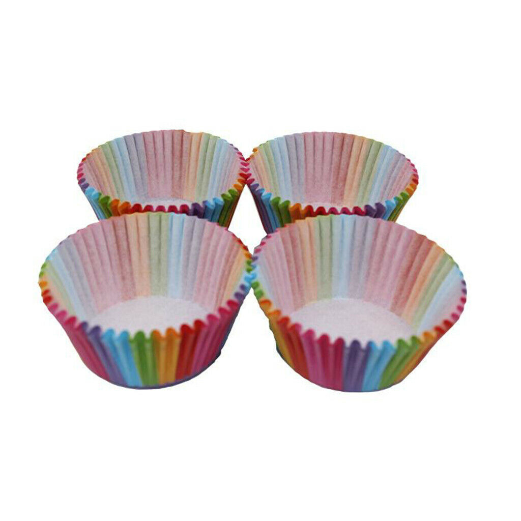 100 Pieces Rainbow Color Cupcake Baking Paper Cup Muffin Liners Standard Size