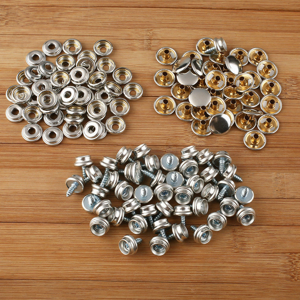 150PCS Boat Marine Canvas Fabric Snap Cover Button Socket Kits Metal
