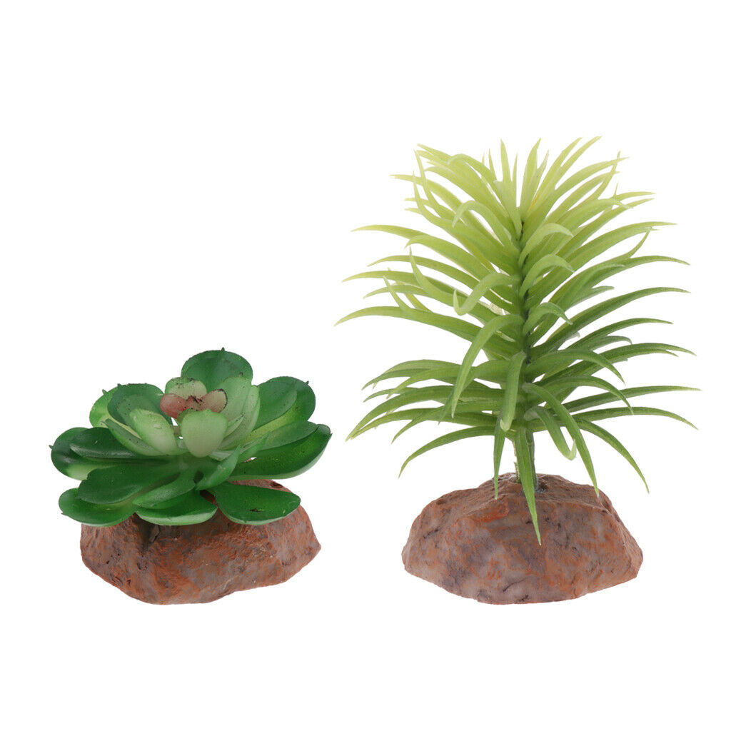 2pcs Animated Plants Underwater Decor Landscape Reptiles Snakes Hidden Cave