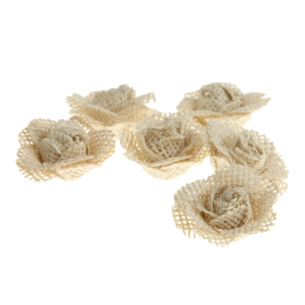 6pcs Rustic Burlap Rose Flowers Wedding Craft Making Decor