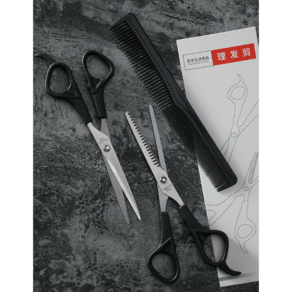 6.5" Professional Hairdressing Hair Cutting Scissors Haircut and Comb Black