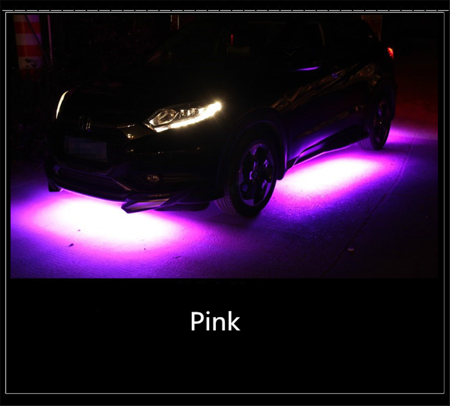 4Pcs 90cm+135cm Pink Purple LED Strips Under Car Underglow Underbody Neon Light